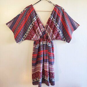Boho Floral Paisley Mini Dress Francesca's miami Flowy Beach Size Medium